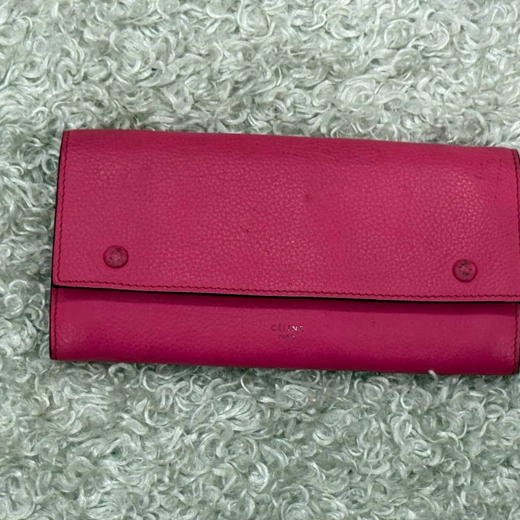 Celine Bifold Snap Pink Leather Wallet